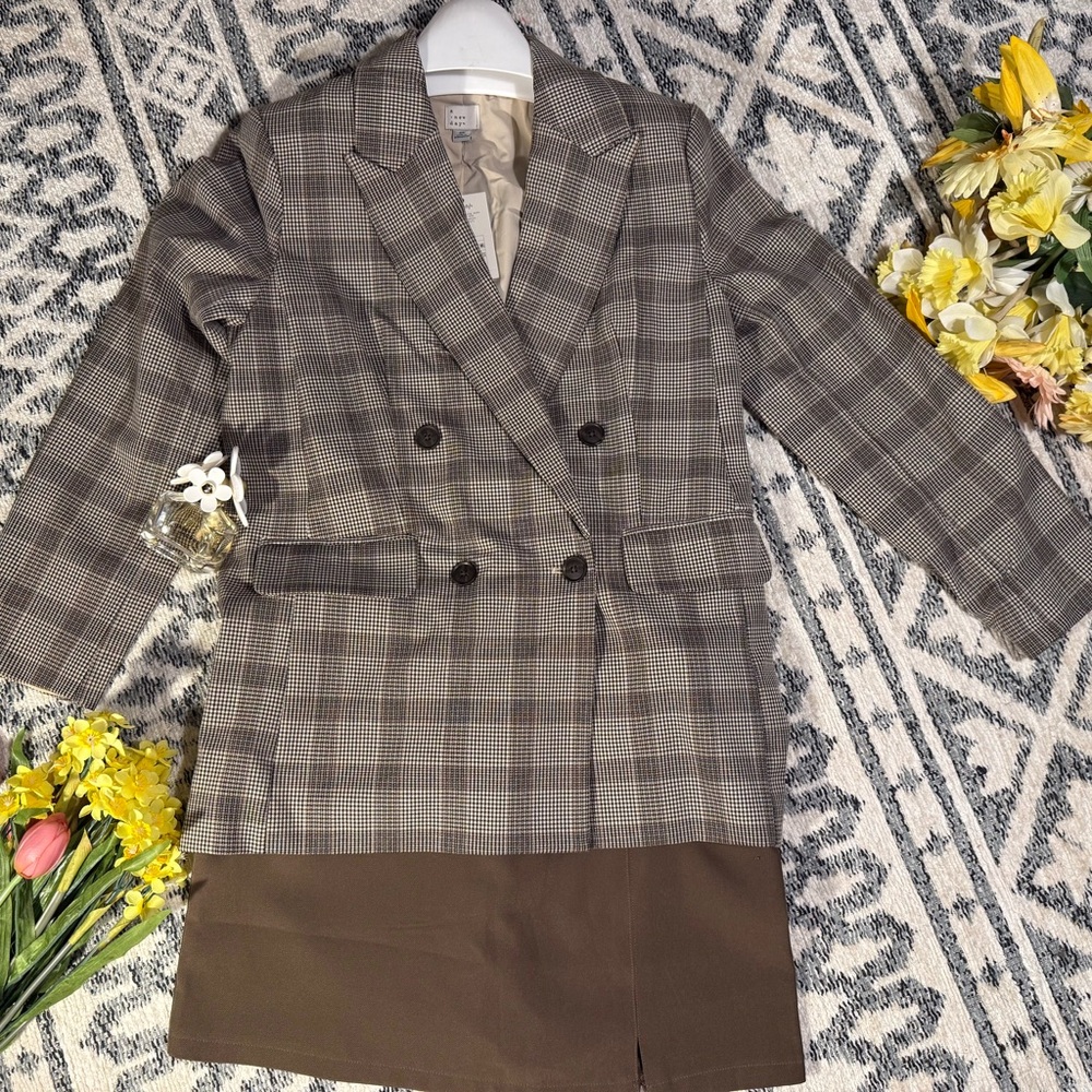 Plaid Double-Breasted Women's Coat